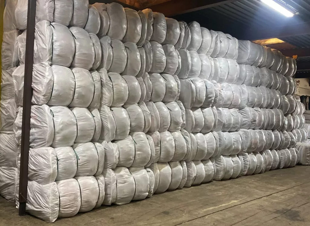 Bales of used clothing